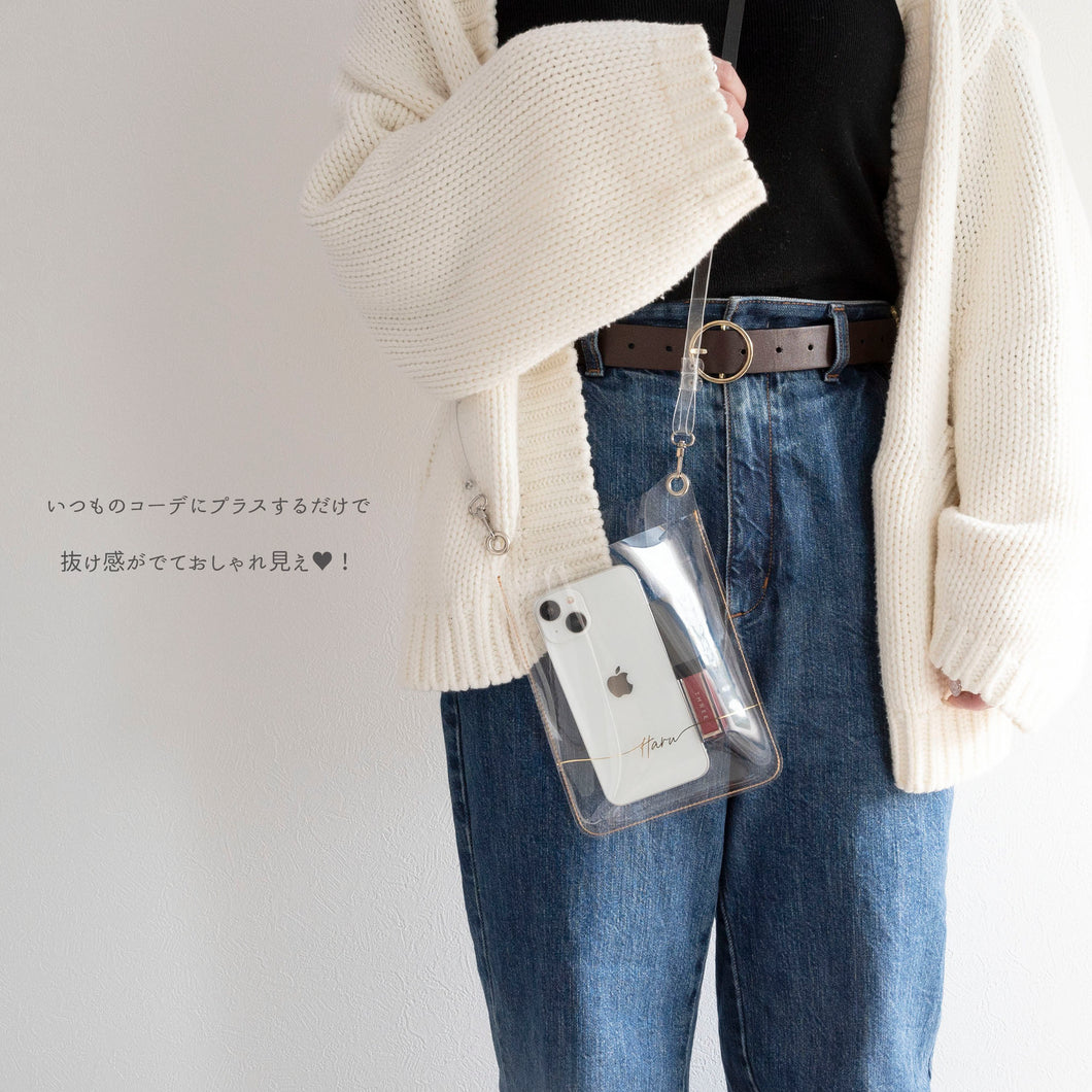 クリア 箔 名入れ スマホポシェット クリアPVC