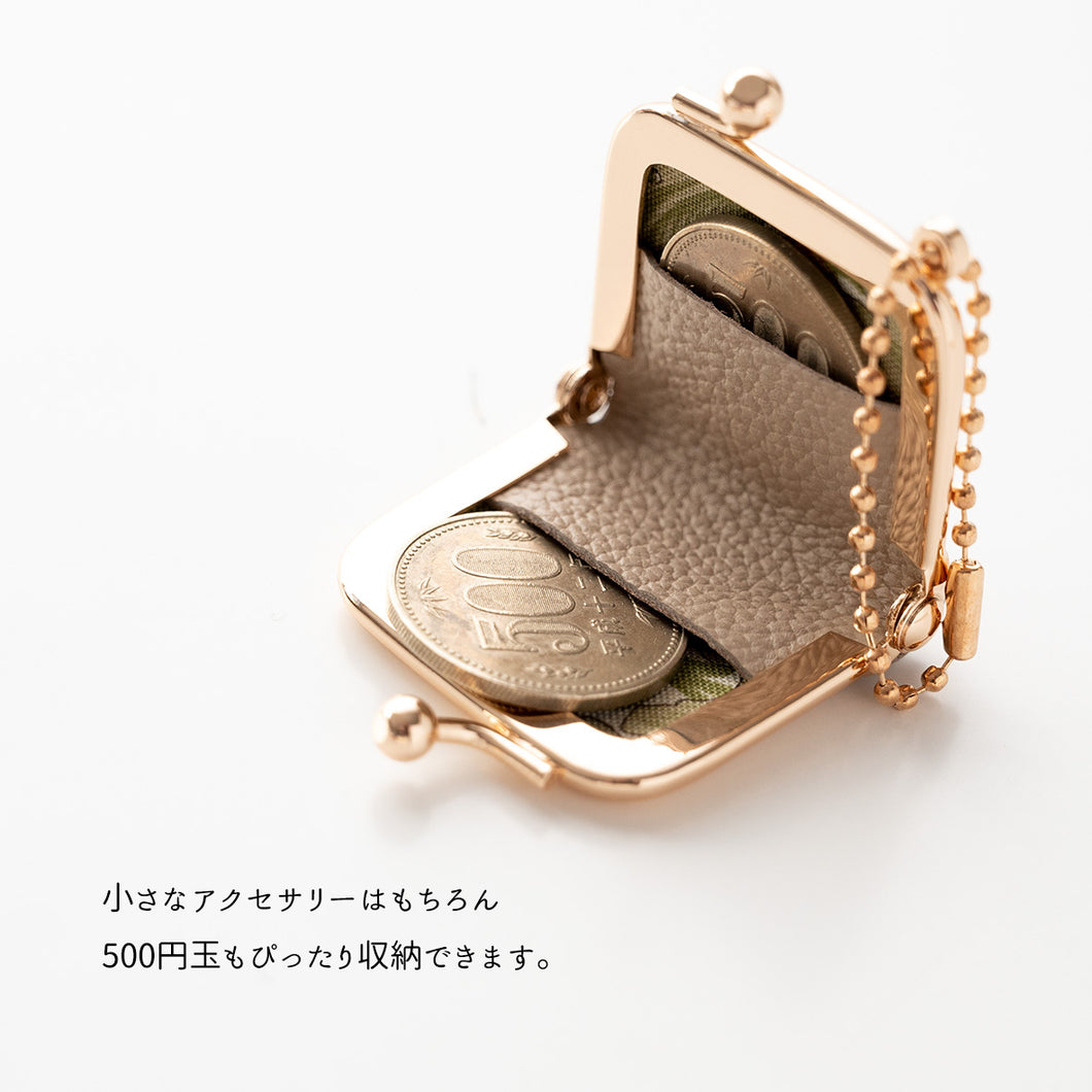 姫路レザー がま口 チャーム シュリンクレザー 名入れ 本革 ウィリアムモリス 小物入れ