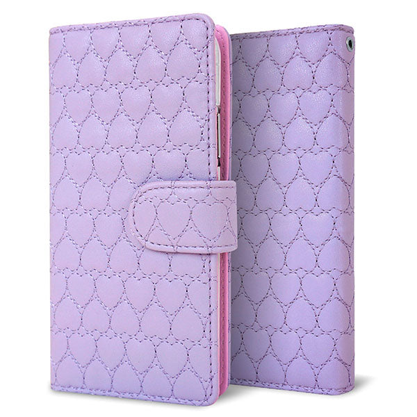 AQUOS SERIE mini SHV38 au ハートのキルトデコ 手帳型ケース 耐衝撃