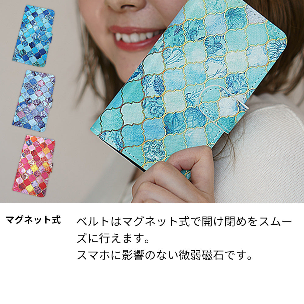 Galaxy S24 FE SCG30 au スマホケース 手帳型 モロッカンタイル風 耐衝撃