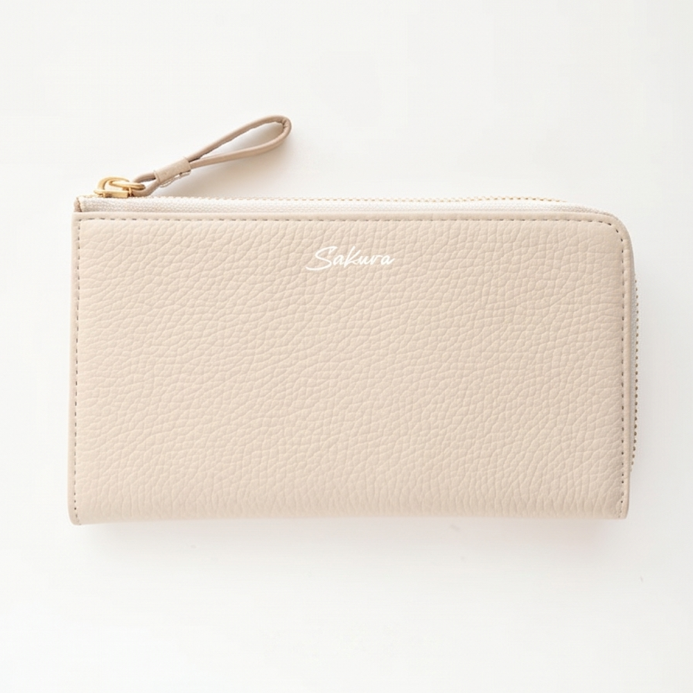 L字ファスナー ロングウォレット 本革 ニュアンス 名入れ 長財布