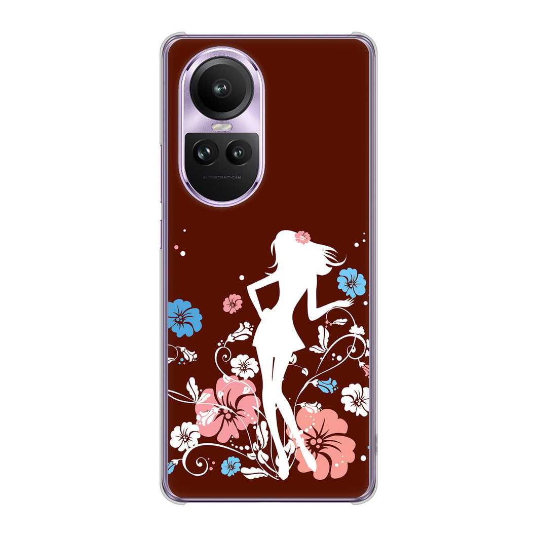 OPPO Reno10 Pro 5G A302OP SoftBank 110 ハイビスカスと少女 ハードケース 背面印刷