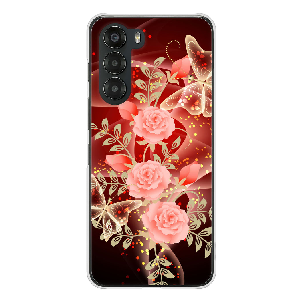 nubia S 5G A403ZT Y!mobile VA824 魅惑の蝶とピンクのバラ ハードケース 背面印刷