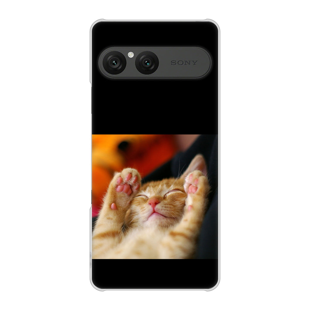 Xperia 10 VII A502SO SoftBank 高画質仕上げ 背面印刷 ハードケース 【VA804 爆睡するネコ】