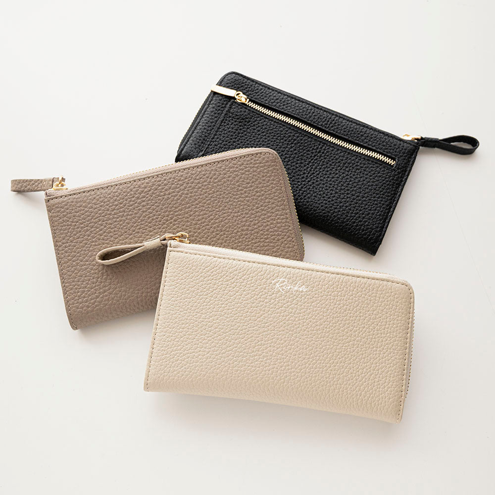 L字ファスナー ロングウォレット 本革 ニュアンス 名入れ 長財布