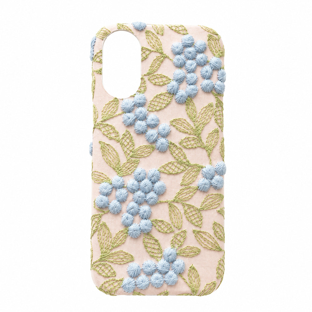 AQUOS R 605SH SoftBank ぷっくりミモザ 刺繍 くすみカラー まるっと全貼りハードケース