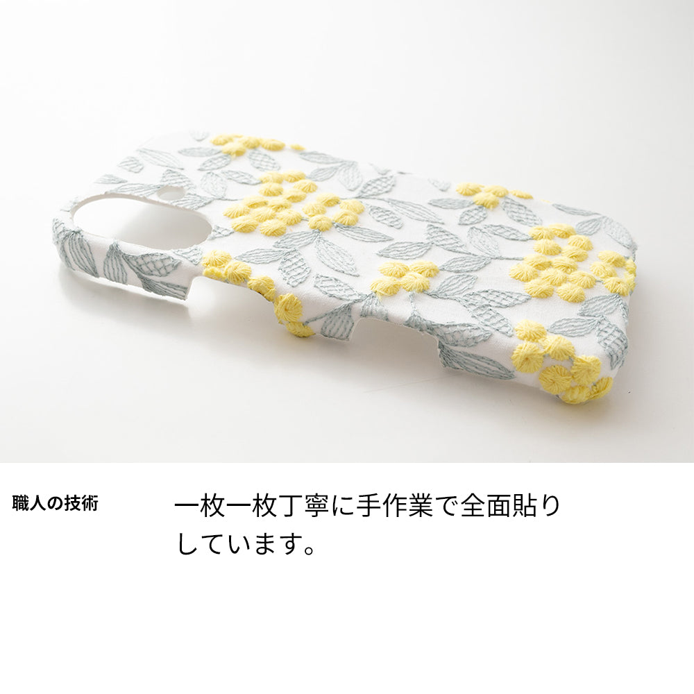 Xperia Ace SO-02L docomo ぷっくりミモザ 刺繍 くすみカラー まるっと全貼りハードケース