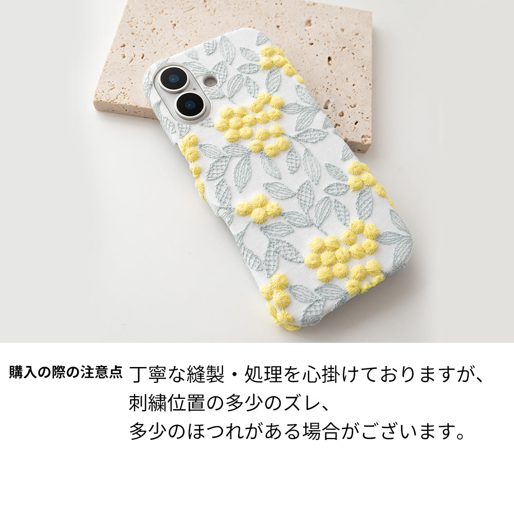Galaxy A53 5G SC-53C docomo ぷっくりミモザ 刺繍 くすみカラー まるっと全貼りハードケース