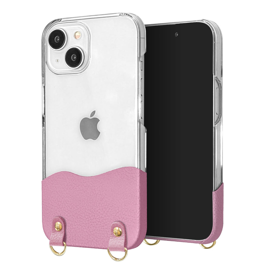 iPhone5s ちょいまる シュリンク姫路レザー 透明クリアケース スマホショルダー