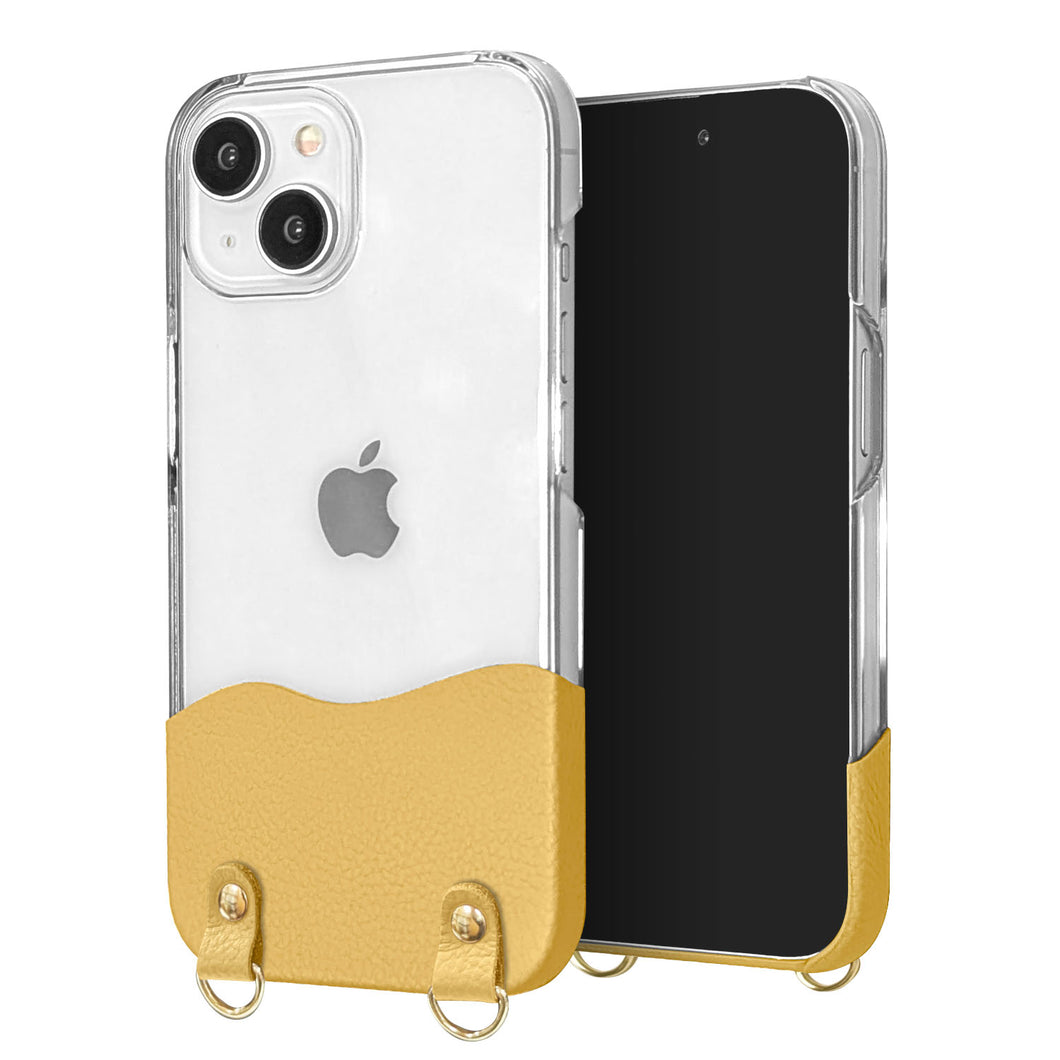 iPhone5s ちょいまる シュリンク姫路レザー 透明クリアケース スマホショルダー
