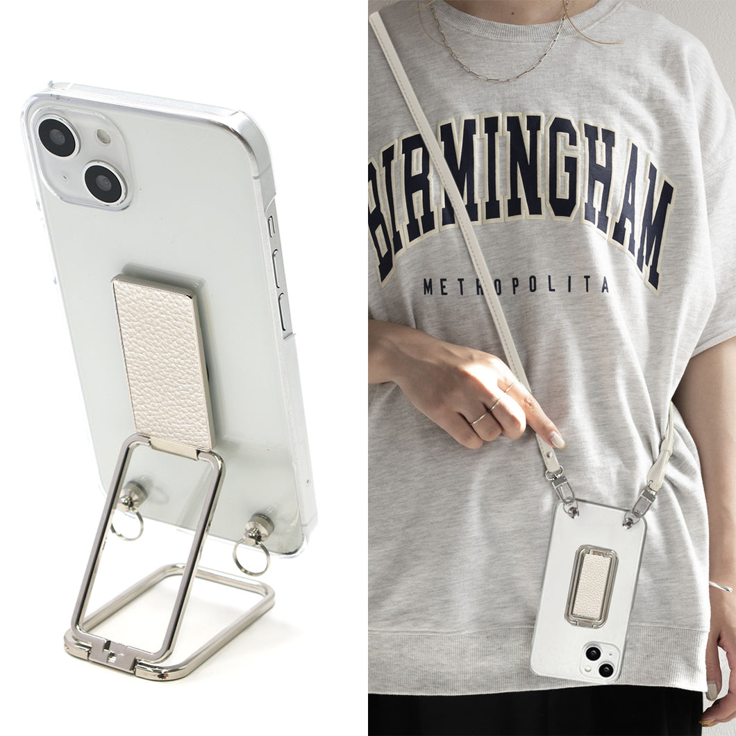 Google Pixel 8 スマホスタンドになる名入れ多機能リング&透明クリアケース ストラップ付き