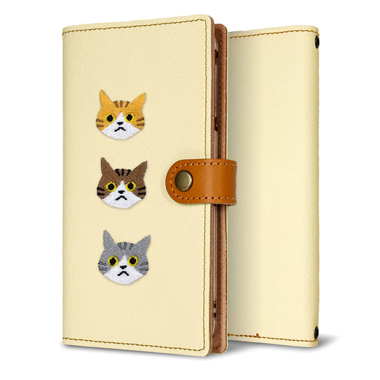 Redmi 9T 64GB 刺繍 3匹の猫 手帳型ケース 耐衝撃