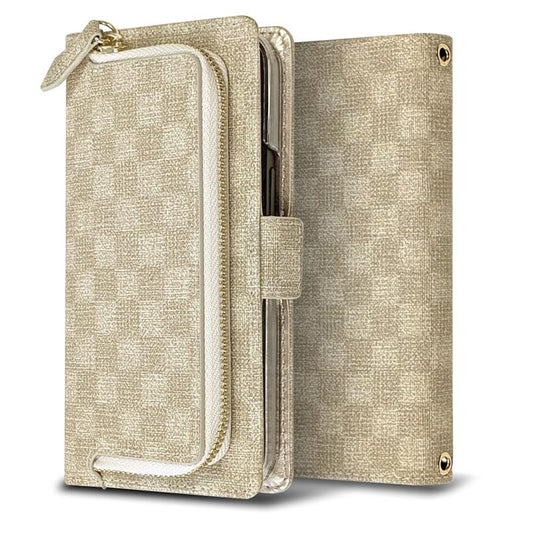 AQUOS R SH-03J docomo フィオレッティ 市松模様 コインケース付き 手帳型ケース 耐衝撃