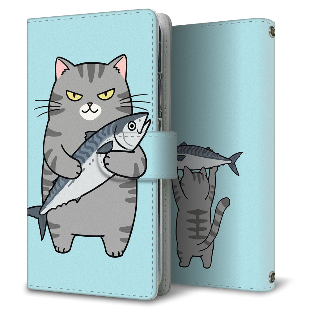 AQUOS sense4 basic A003SH Y!mobile サバトラ猫とサバ プリント手帳型ケース 耐衝撃