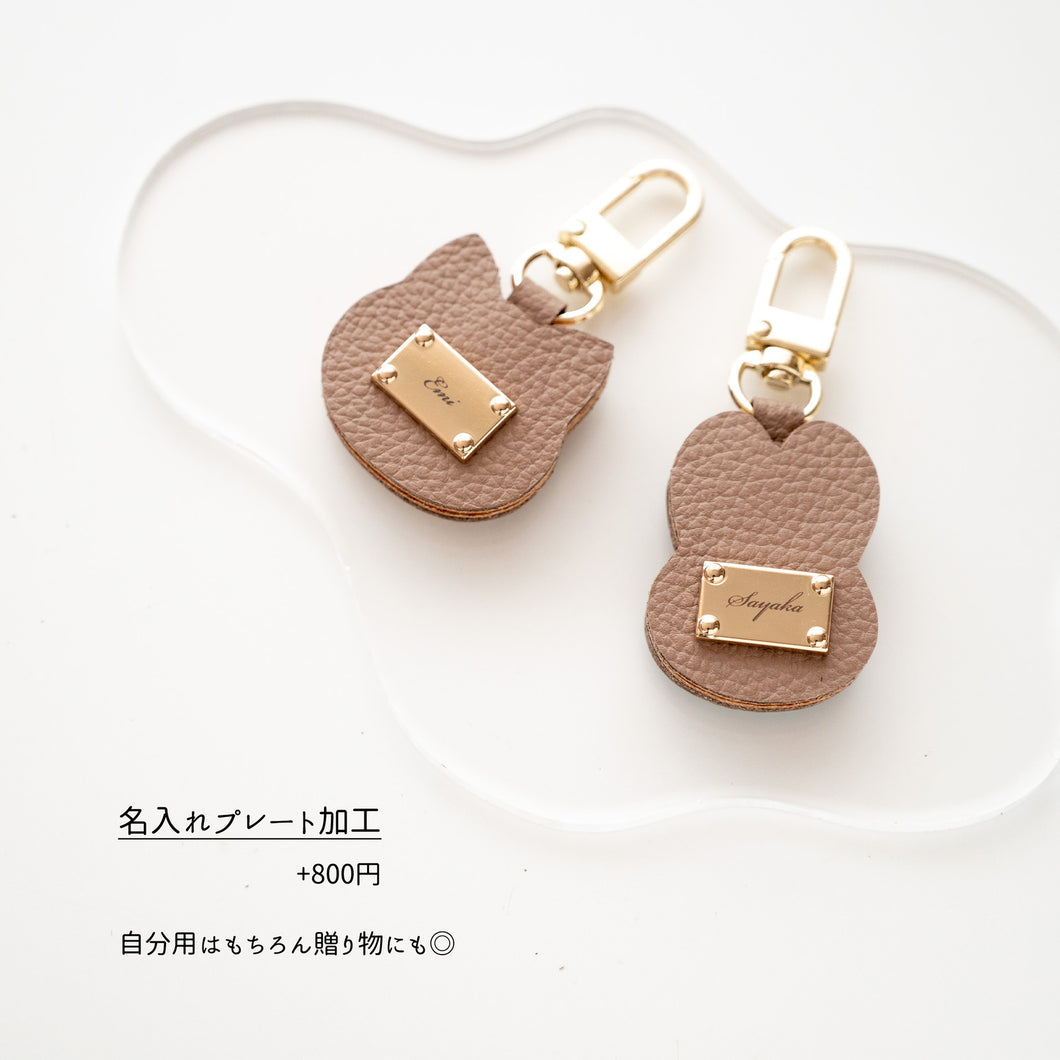 姫路レザー ワッペン風 ねこ・うさぎ チャーム シュリンクレザー