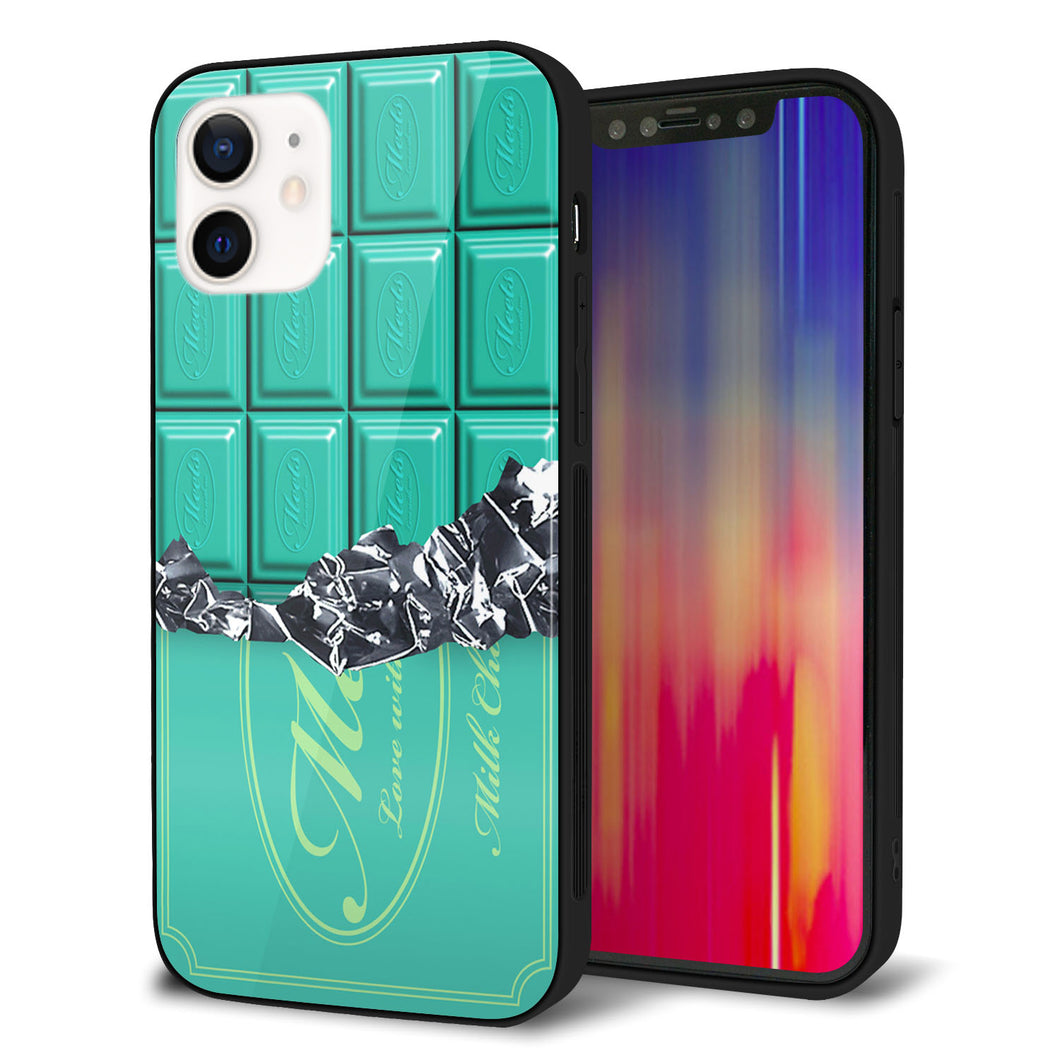 iPhone 12 強化ガラス&TPUスマホケース ガラプリ【554 板チョコ?ミント】