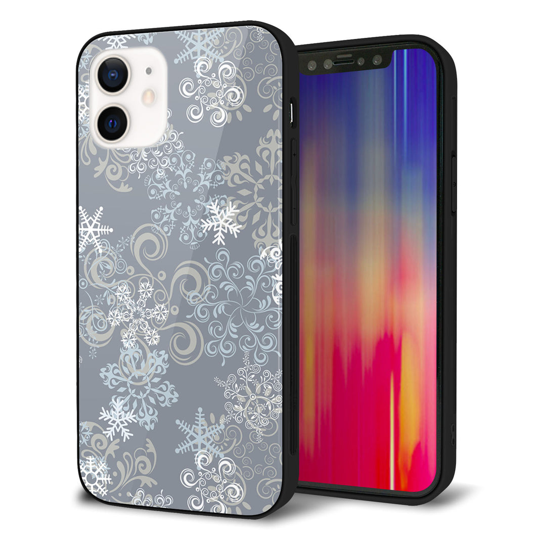 iPhone 12 強化ガラス&TPUスマホケース ガラプリ【XA801 雪の結晶】
