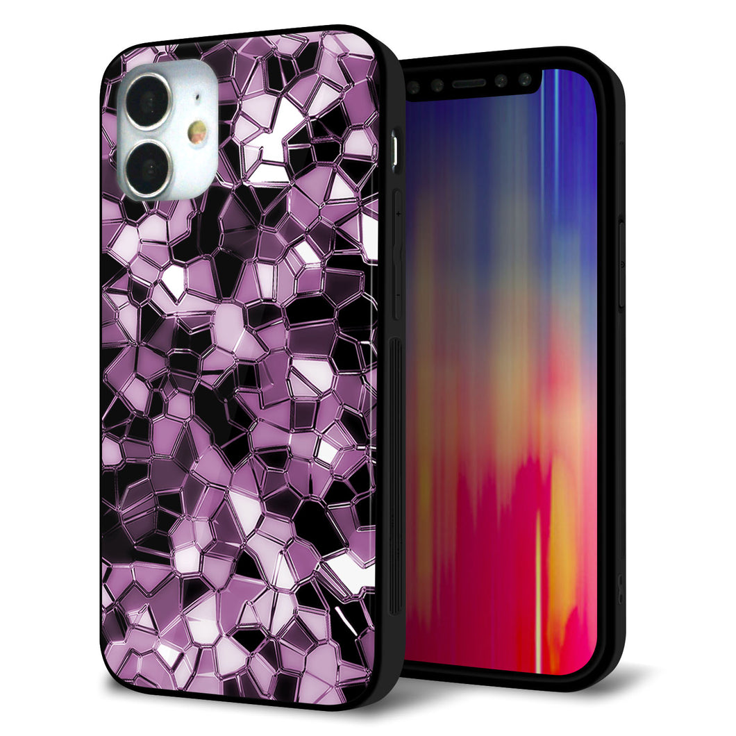 iPhone 12 mini 強化ガラス&TPUスマホケース ガラプリ【EK837 テクニカルミラーパープル】