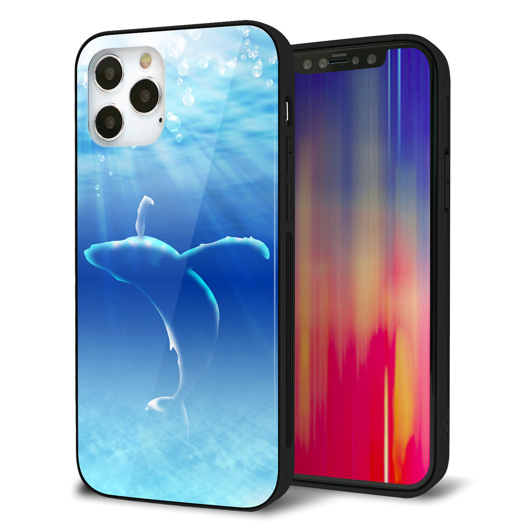 iPhone 12 Pro 強化ガラス&TPUスマホケース ガラプリ【1047 海の守り神くじら】