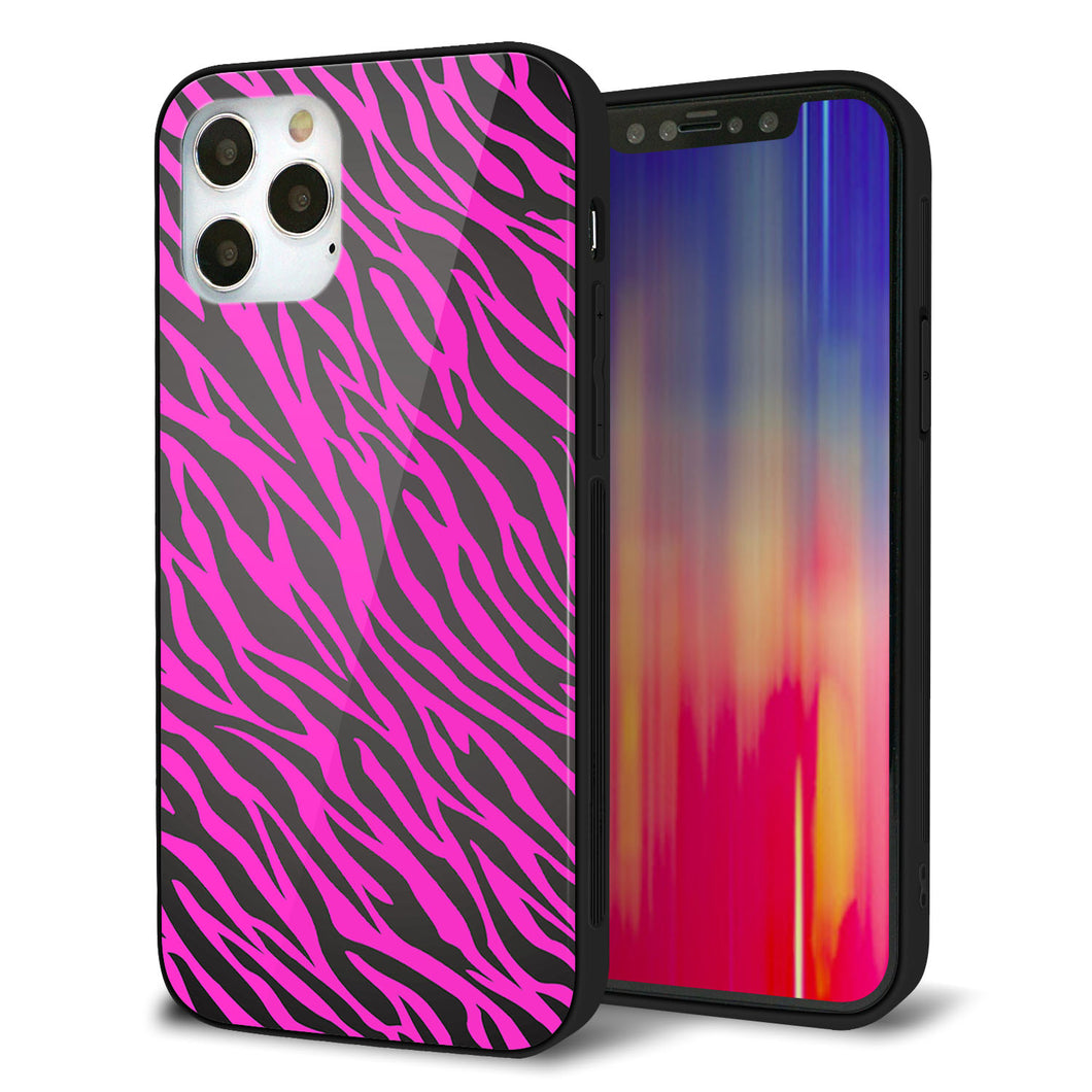 iPhone 12 Pro 強化ガラス&TPUスマホケース ガラプリ【1058 デザインゼブラ(PU)】