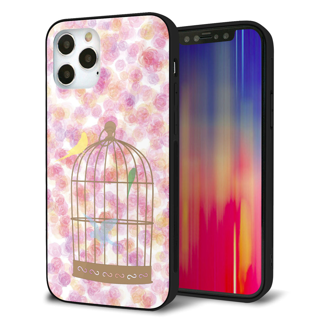 iPhone 12 Pro 強化ガラス&TPUスマホケース ガラプリ【KM882 鳥かご】