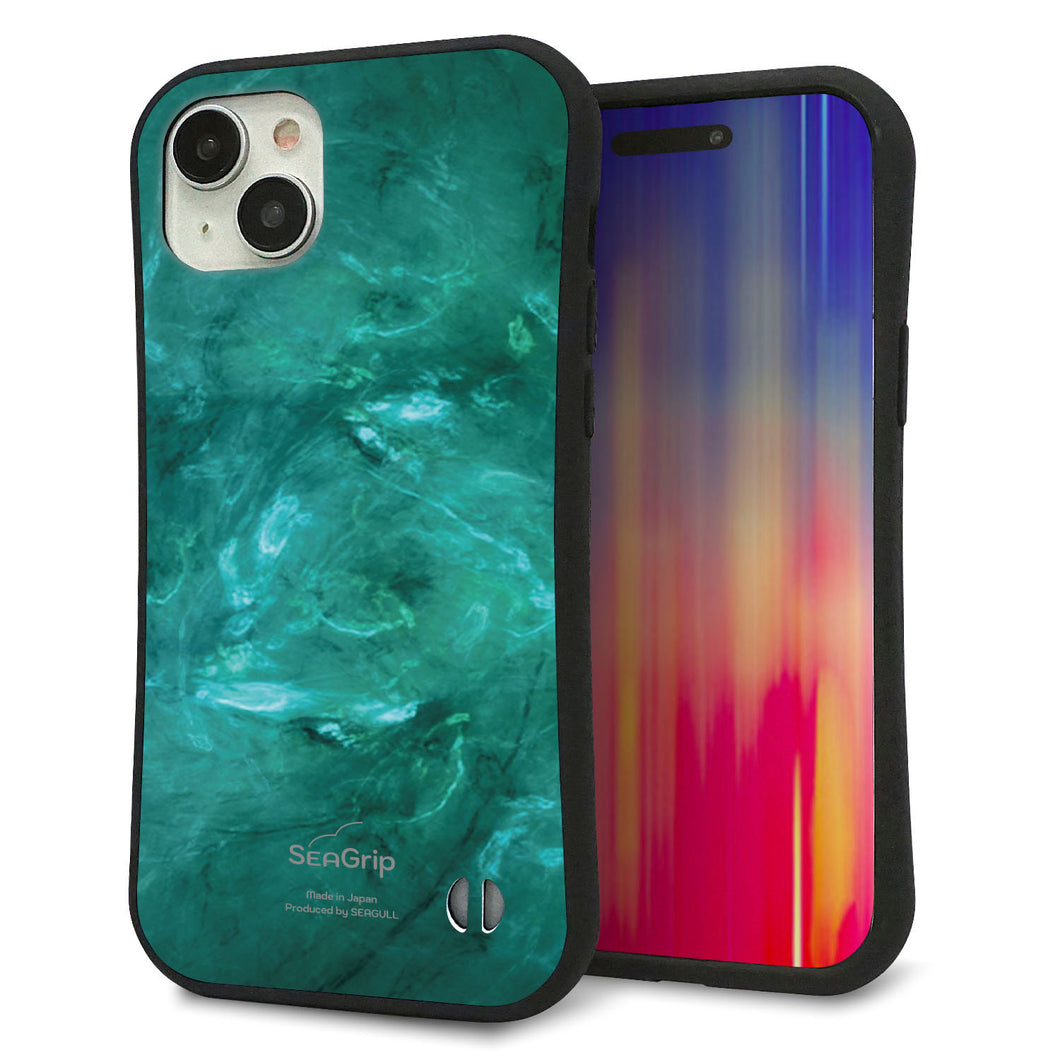 iPhone 15 Plus スマホケース 「SEA Grip」 グリップケース Sライン 【KM869 大理石GR】 UV印刷
