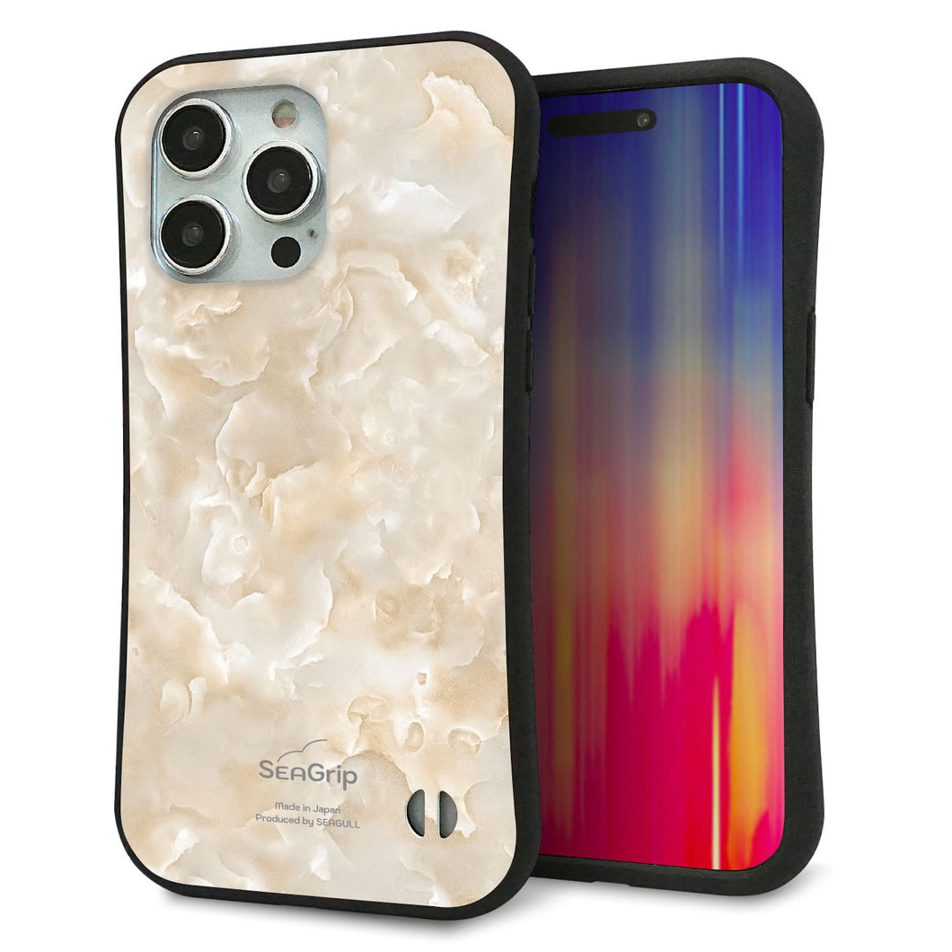 iPhone 15 Pro Max スマホケース 「SEA Grip」 グリップケース Sライン 【KM872 大理石パール】 UV印刷