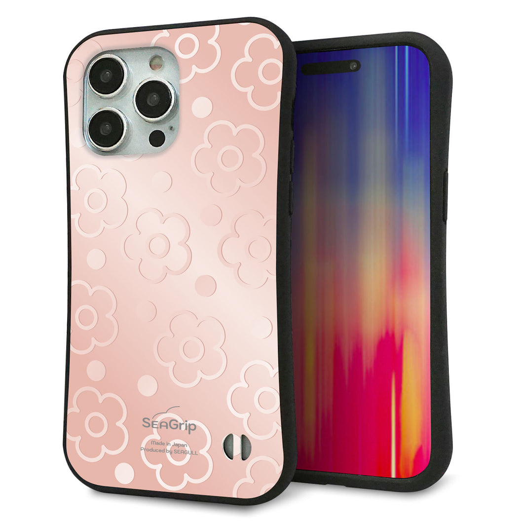iPhone 15 Pro Max スマホケース 「SEA Grip」 グリップケース Sライン 【SC843 エンボス風デイジーシンプル(ローズピンク)】 UV印刷