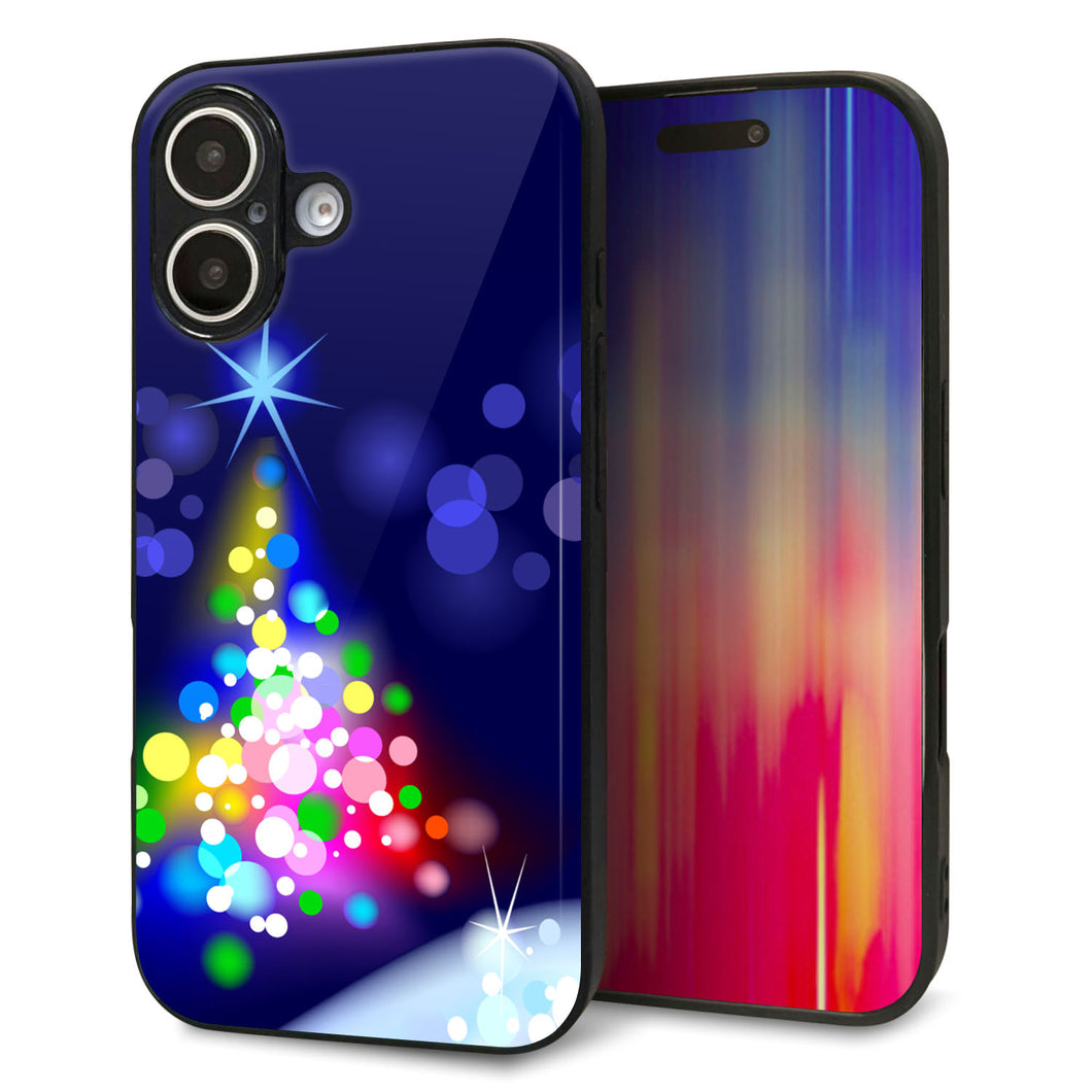 iPhone16 強化ガラス&TPUスマホケース ガラプリ【720 白銀のクリスマスツリー】