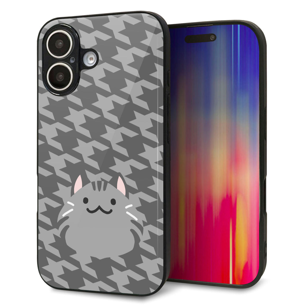 iPhone16 強化ガラス&TPUスマホケース ガラプリ【HA246 もちねこ サバトラ】