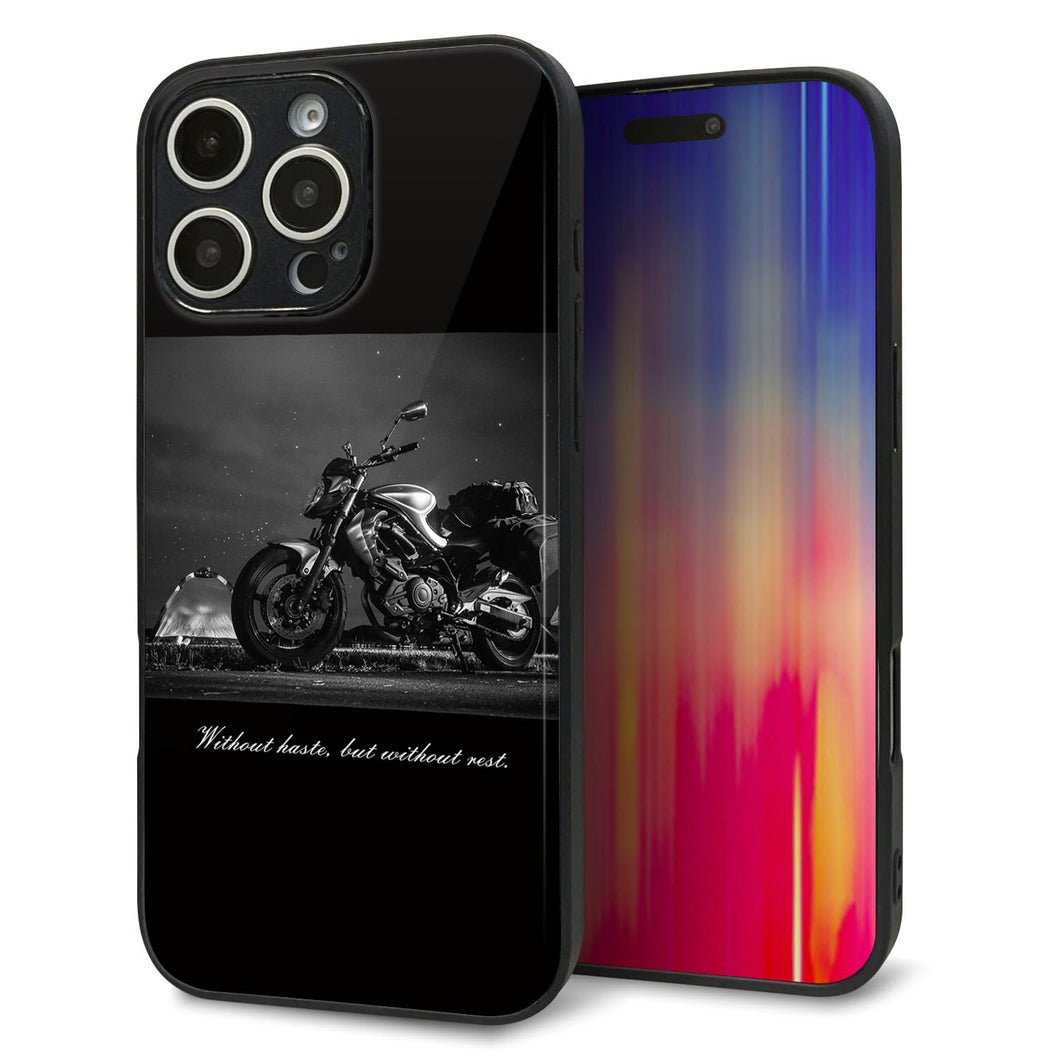 iPhone16 Pro Max 強化ガラス&TPUスマホケース ガラプリ【KM879 バイク】