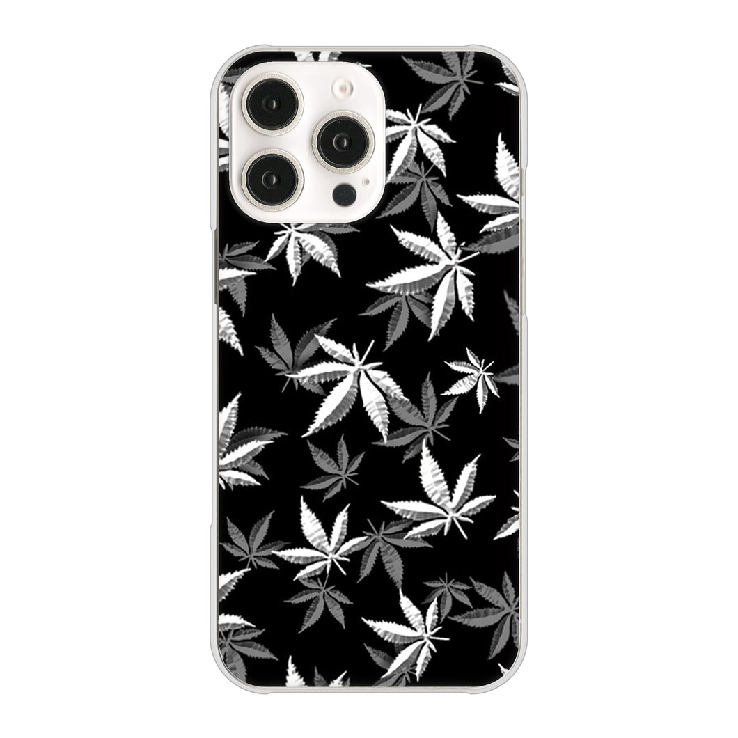 iPhone 16 Pro Max 064 モノトーン大麻ブラック ハードケース 背面印刷