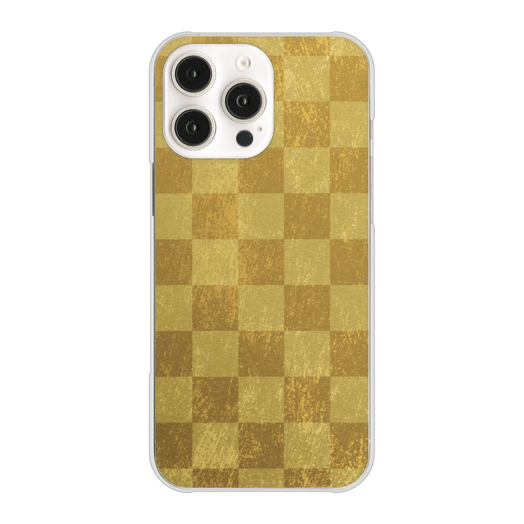 iPhone 16 Pro Max 619 市松模様-金(骨董風に傷んだイメージ) ハードケース 背面印刷
