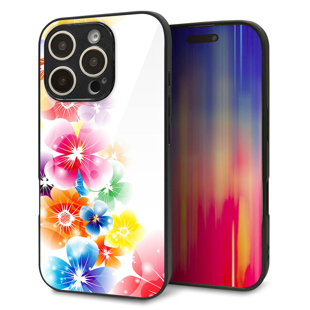 iPhone16 Pro 強化ガラス&TPUスマホケース ガラプリ【1209 光と花】
