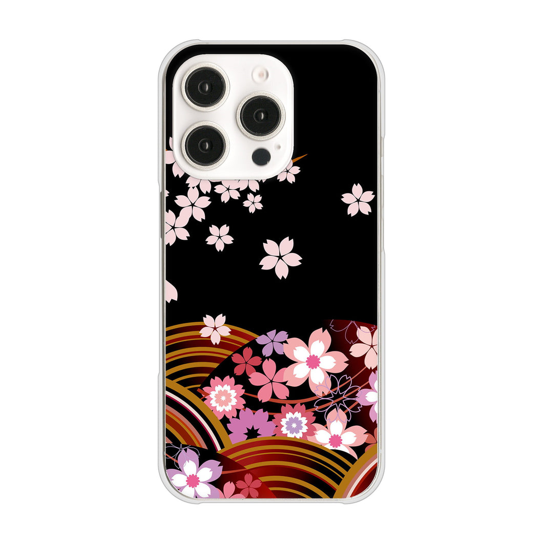 iPhone 16 Pro 1237 和柄&筆文字・夜桜の宴 ハードケース 背面印刷