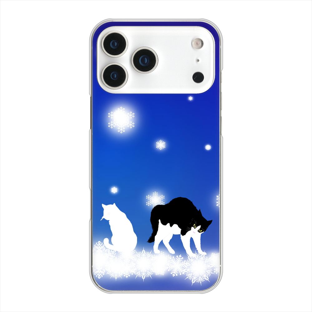 iPhone 18 Pro Max 高画質仕上げ 背面印刷 ハードケース 【YJ335 雪の結晶 はちわれ】