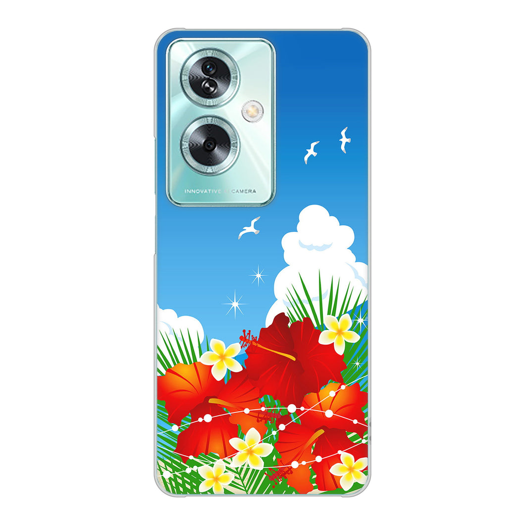 OPPO A79 5G VA821 ハイビスカスと青空 ハードケース 背面印刷
