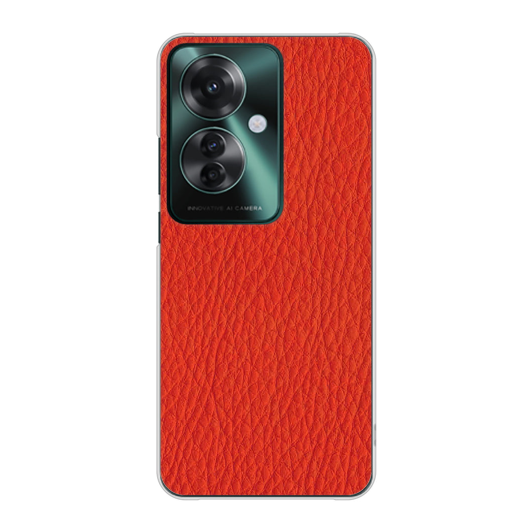 OPPO Reno11 A EK852 レザー風レッド ハードケース 背面印刷