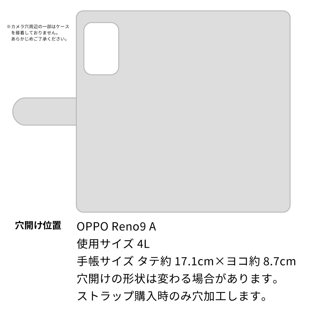 OPPO reno9 A 天然素材の水玉デニム本革仕立て 本革ベルト 手帳型ケース 耐衝撃