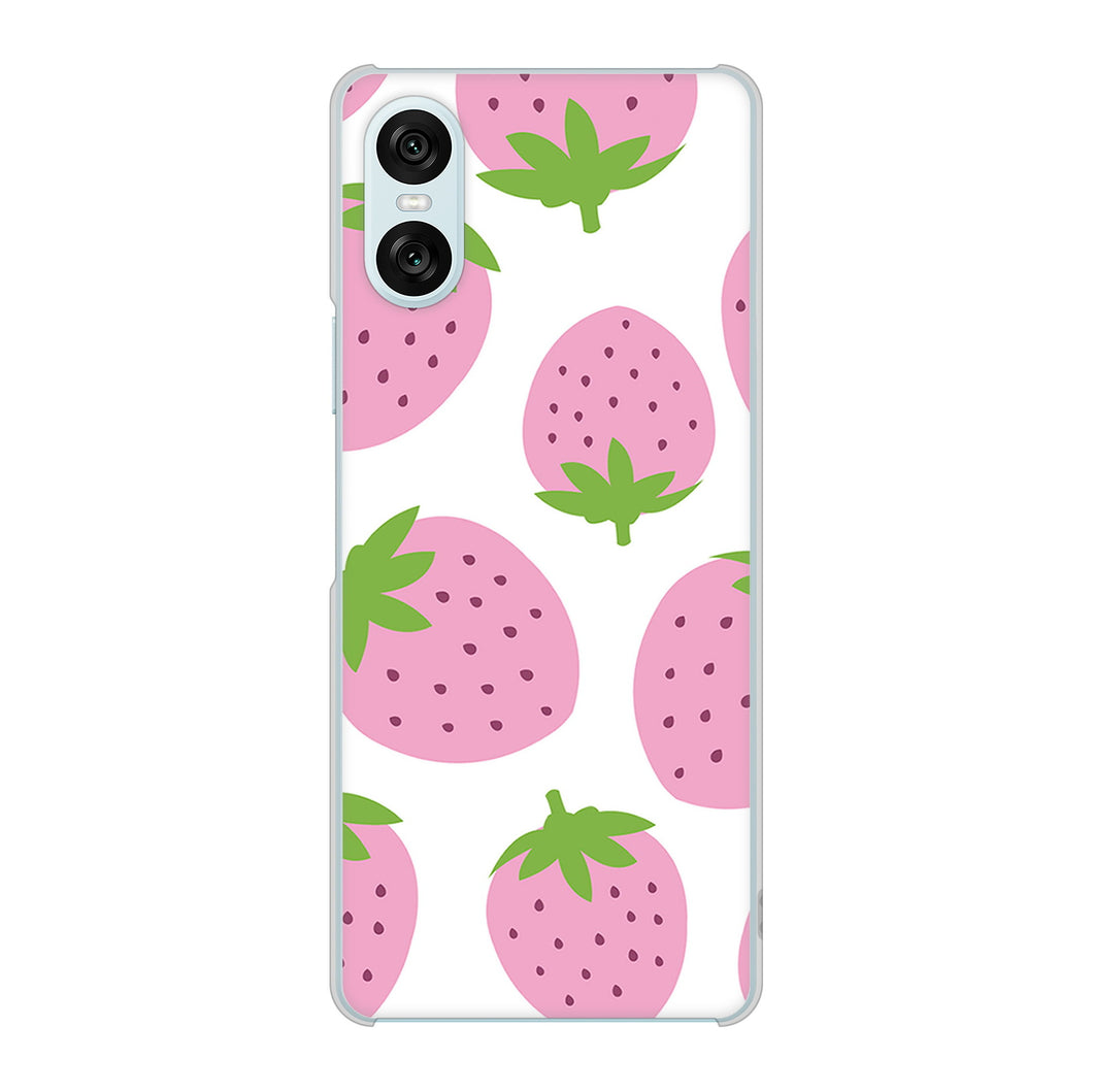Xperia 10 VI SOG14 au 高画質仕上げ 背面印刷 ハードケース大きいイチゴ模様