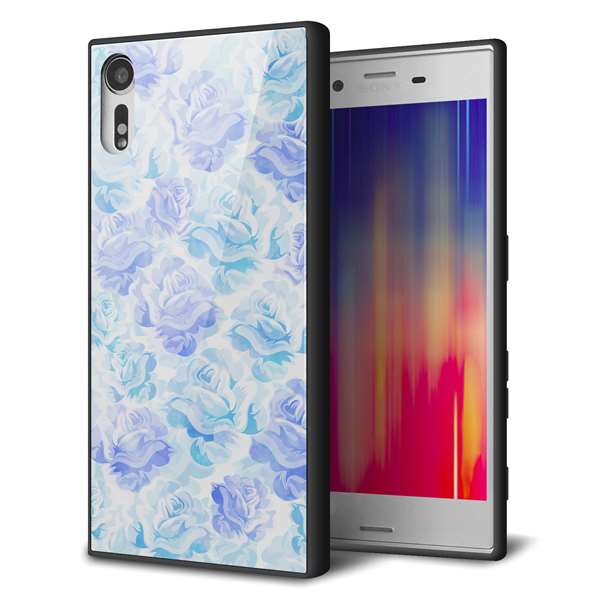Xperia XZs 602SO SoftBank 強化ガラス&TPUスマホケース ガラプリ【SC927 ローズ ブルー】