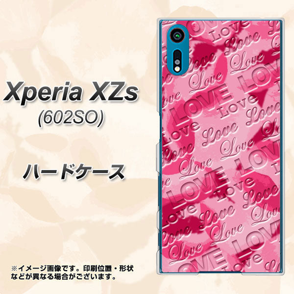 softbank エクスペリア XZs 602SO 高画質仕上げ 背面印刷 ハードケース【SC845 フラワーヴェルニLOVE濃いピンク(ローズアンディアン)】