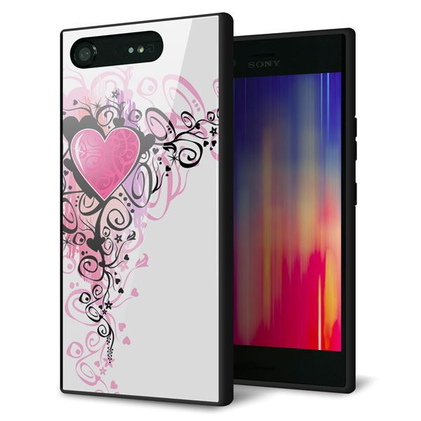 SoftBank エクスペリア XZ1 701SO 強化ガラス&TPUスマホケース ガラプリ【007 スタイリッシュハート】