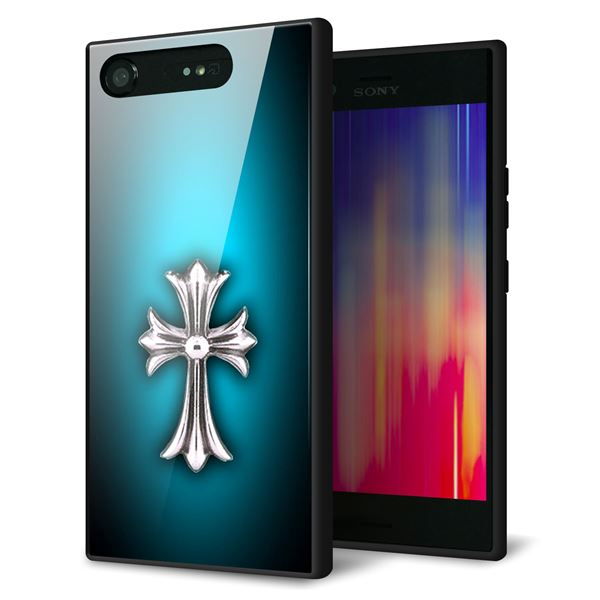 SoftBank エクスペリア XZ1 701SO 強化ガラス&TPUスマホケース ガラプリ【334 クロスブルー】
