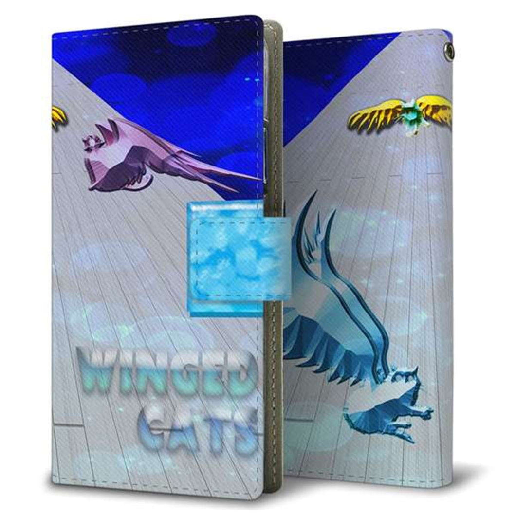 au ギャラクシーA32 5G SCG08 画質仕上げ プリント手帳型ケース(薄型スリム)【YA942 WINGED CATS】