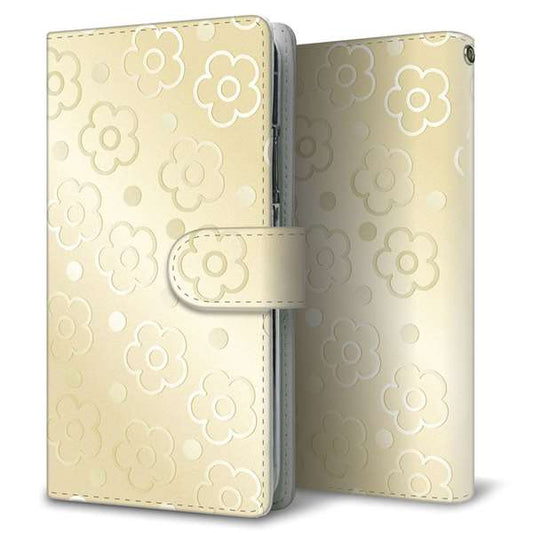 au ギャラクシーS20 ウルトラ 5G SCG03 高画質仕上げ プリント手帳型ケース(通常型)【SC842 エンボス風デイジーシンプル(ベージュ)】