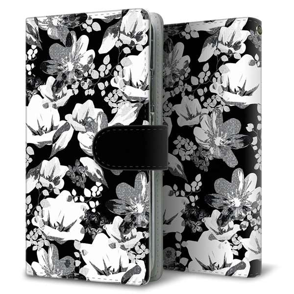 HUAWEI(ファーウェイ)P10 lite WAS-LX2J 高画質仕上げ プリント手帳型ケース(通常型)【SC913 花柄モノトーン 02】