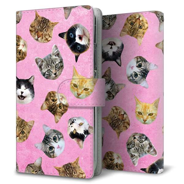 au ギャラクシー A20 SCV46 高画質仕上げ プリント手帳型ケース(通常型)【SC934 ねこどっと(ピンク)】