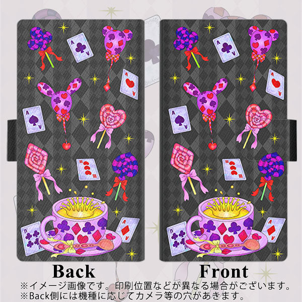 UQmobile アクオス L2 SH-L02 画質仕上げ プリント手帳型ケース(薄型スリム)【AG818 トランプティー(黒)】