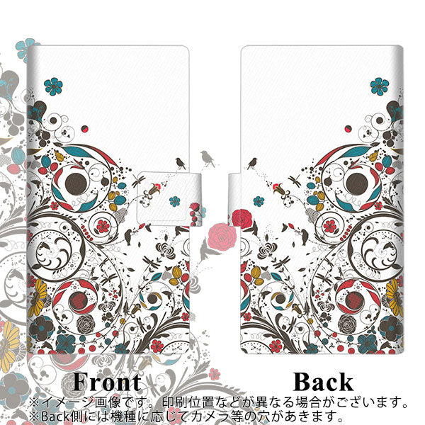 Y!mobile かんたんスマホ 705KC 画質仕上げ プリント手帳型ケース(薄型スリム)【EK908 カラフルな花と鳥】